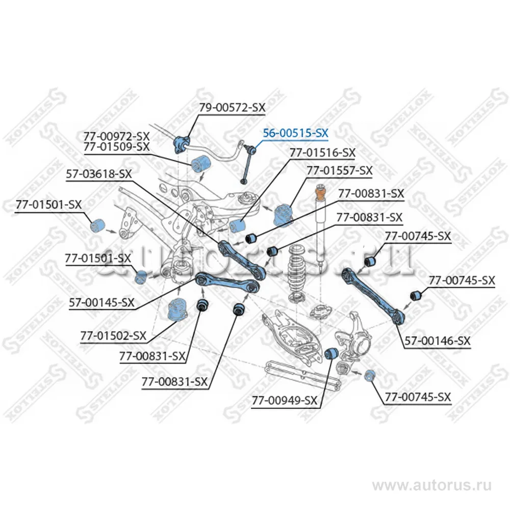 Тяга стабилизатора заднего BMW E87/E90/E91 all 04> STELLOX 56-00515-SX