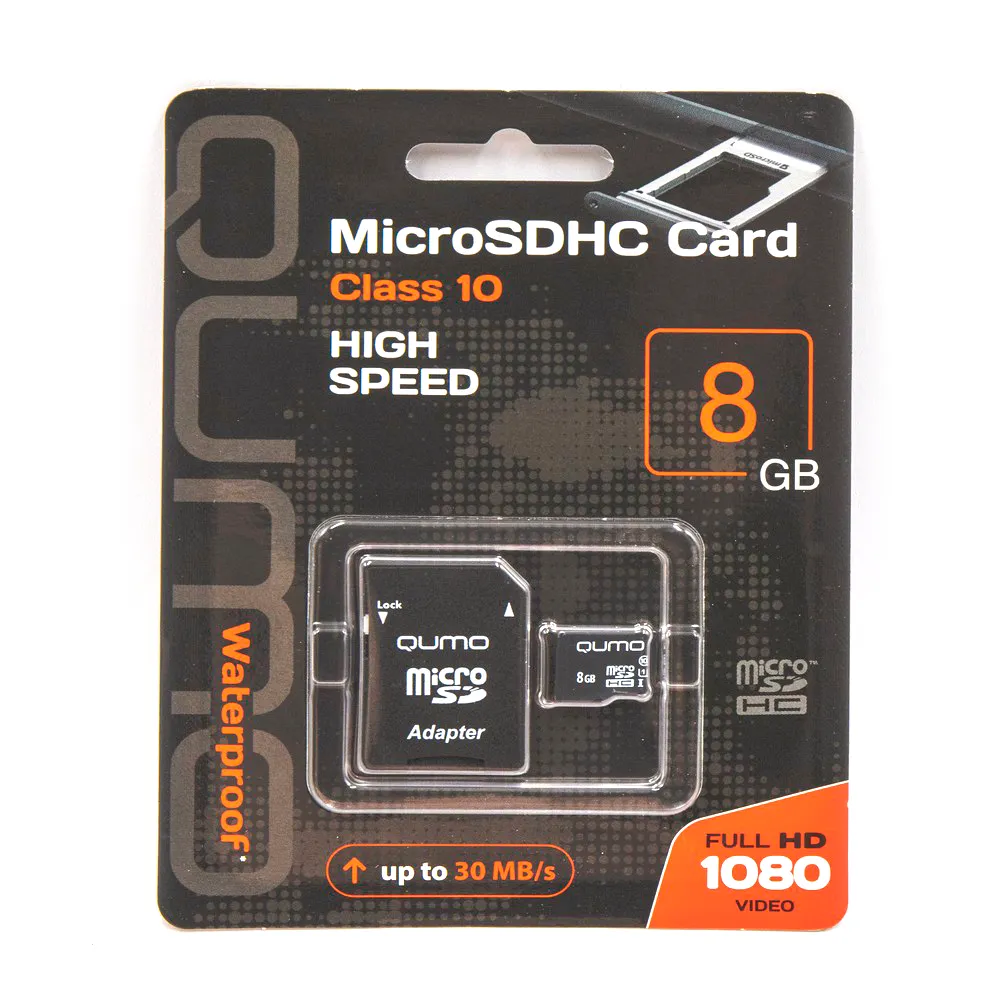Карта памяти , Secure Digital Micro 8Gb, SDHC, class 10 QUMO 17608