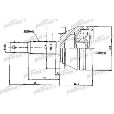 ШРУС наружный 22x52x29 DAEWOO: NEXIA 95-97, NEXIA седан PATRON PCV1234