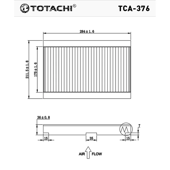 Фильтр салона TOTACHI TCA-376 E146155 CU2940 TOTACHI TCA-376