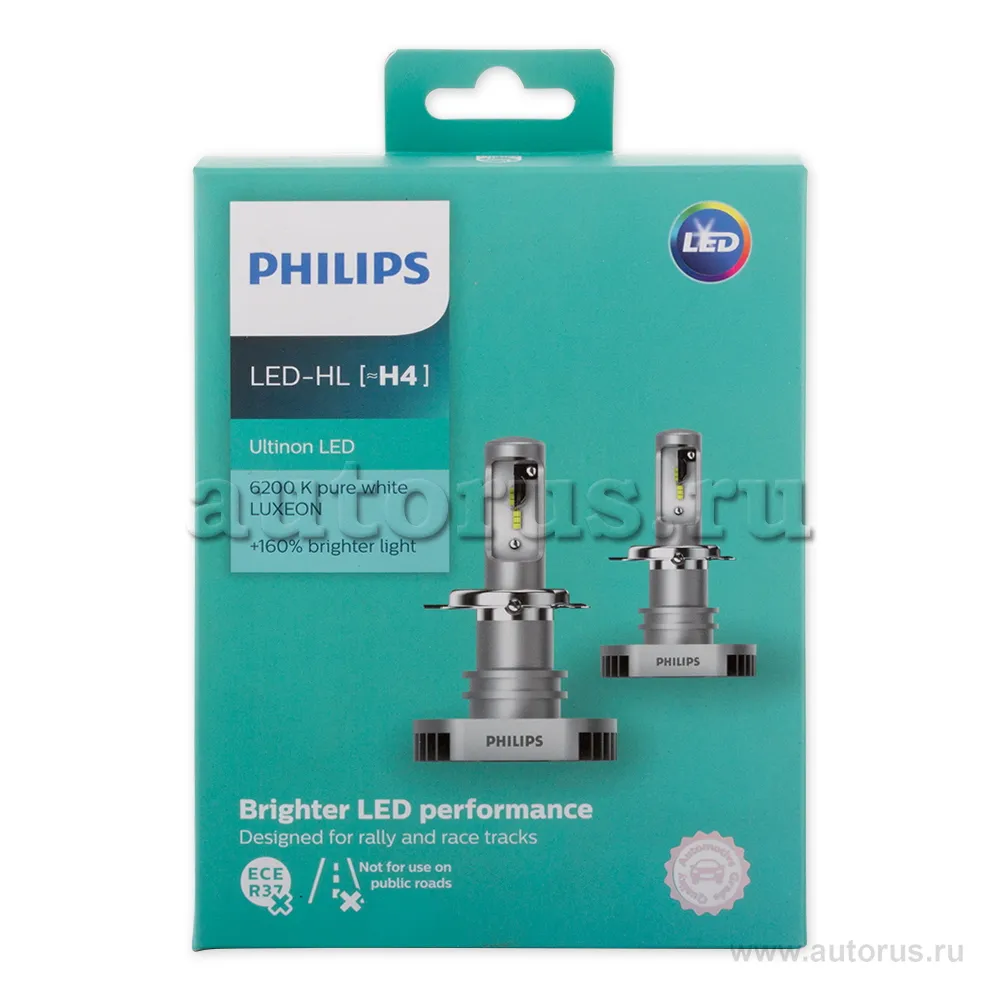 Лампа светодиодная 12V H4 15W PHILIPS LED 2 шт. картон 11342ULWX2