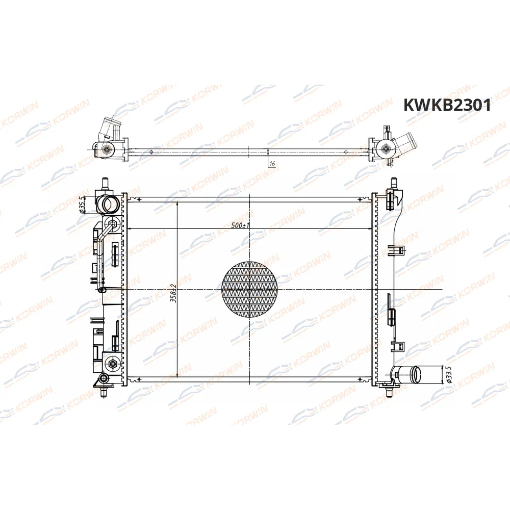 Радиатор охлаждения Hyundai Solaris/KIA Rio 1.4-1.6 (17-20) AT (гарантия 2 года) KORWIN KWKB2301