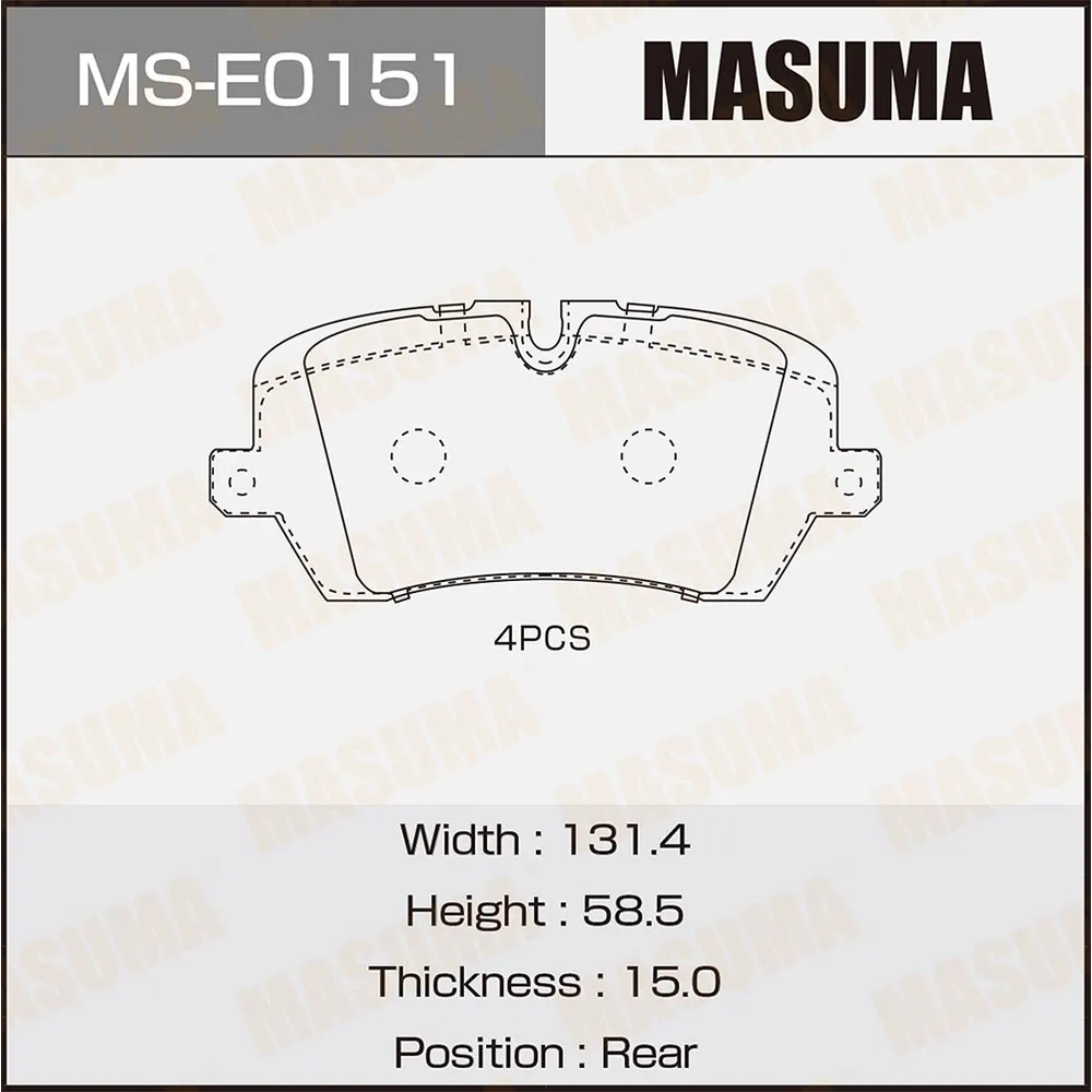 Колодки тормозные дисковые MASUMA MSE0151