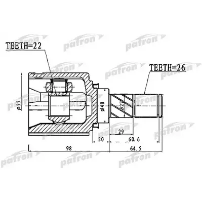 ШРУС внутренний 22x40x26 NISSAN MICRA C+C (CK12E) 05-, PATRON PCV1028