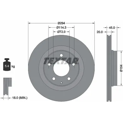 Диск тормозной задний стандартный MAZDA TEXTAR 92152800