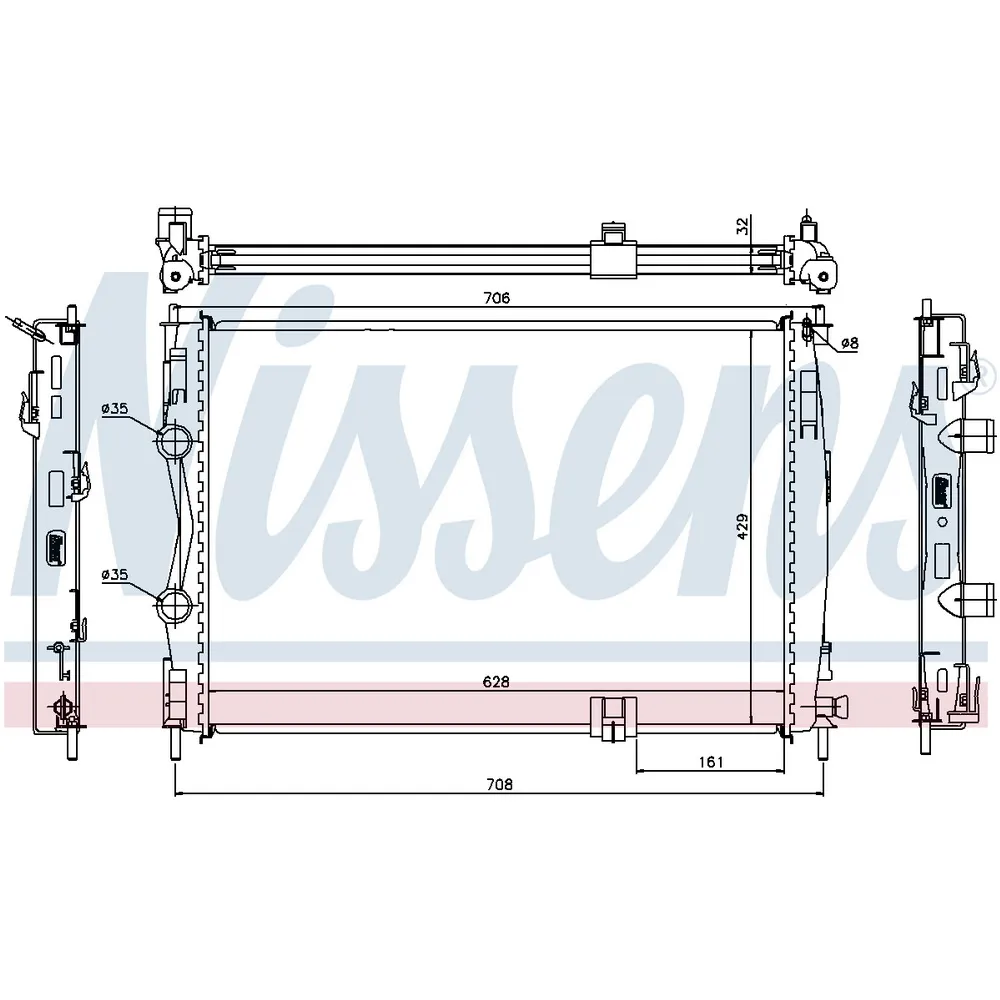 Радиатор системы охлаждения NISSAN QASHQAI/QASHQAI +2 I (J10/JJ10) 2.0DCi/2.0DCi 4WD 07-13 NISSENS 67361