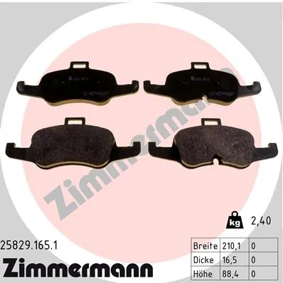 КОЛОДКИ ПЕР AUDI TT 14- ZIMMERMANN 258291651