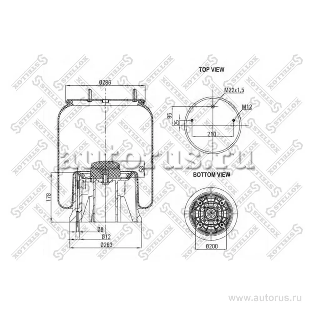 Пневмопод. со стак. пластик 2шп.M12, 1шт.M22 для SAF STELLOX 9092924_SX