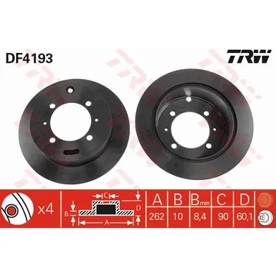 Диск тормозной задний MITSUBISHI LANCER 9 /GALANT 6 TRW DF4193