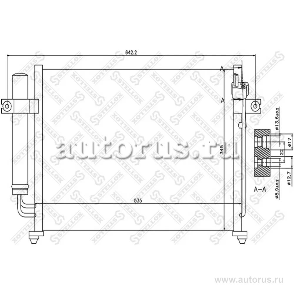 Радиатор конд. Hyundai Getz 1. STELLOX 10-45027-SX