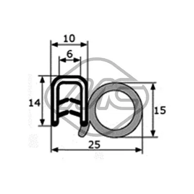 Уплотнитель двери 50м Metalcaucho 45063