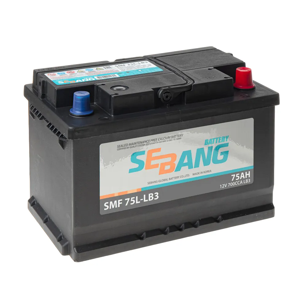 Аккумулятор SEBANG SMF 75 А/ч обратный R+ 277x175x175 LB3 EN 700 А