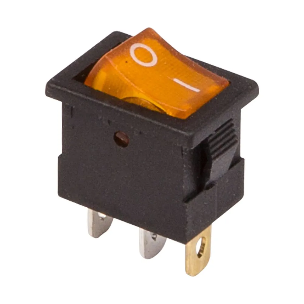 Выключатель клавишный 12V 15А (3с) ON-OFF желтый с подсветкой Mini (RWB-206-1, SC-768) REXANT 36-2172