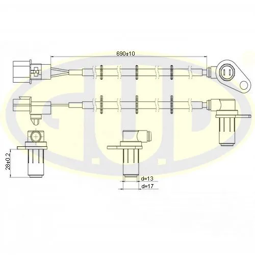 ДАТЧИК ABS ЗАДН MITSUBISHI PAJERO III ЛЕВ G.U.D GABS02623