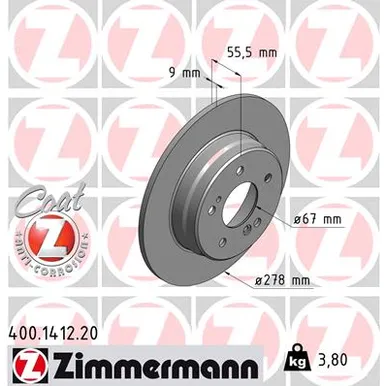 Диск тормозной задний MB W202/W203/W210 2.0-3.0TD 85 ZIMMERMANN 400141220