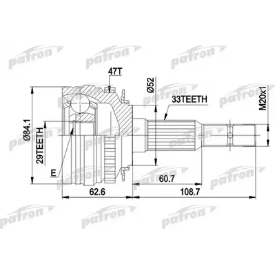 ШРУС наружн к-кт 33x52x29 ABS:47T DAEWOO: ESPERO 91 - 9 PATRON PCV1279