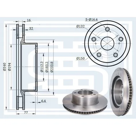Диск тормозной передний TOYOTA LAND CRUISER 200 (J20)/ LEXUS LX570 340X32 STARKE 179-949