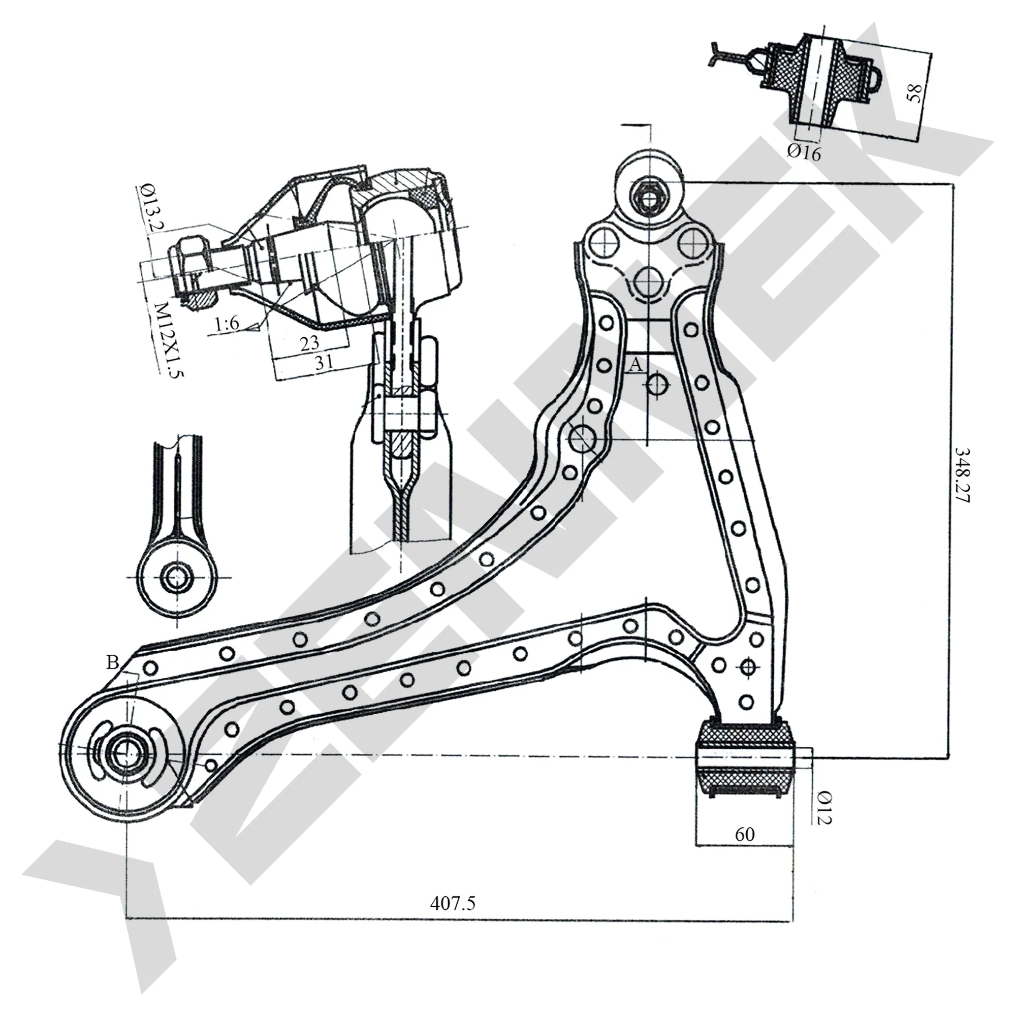 Рычаг передний левый OPEL ASTRA/VECTRA 88-00 ZENNEK DCA0019
