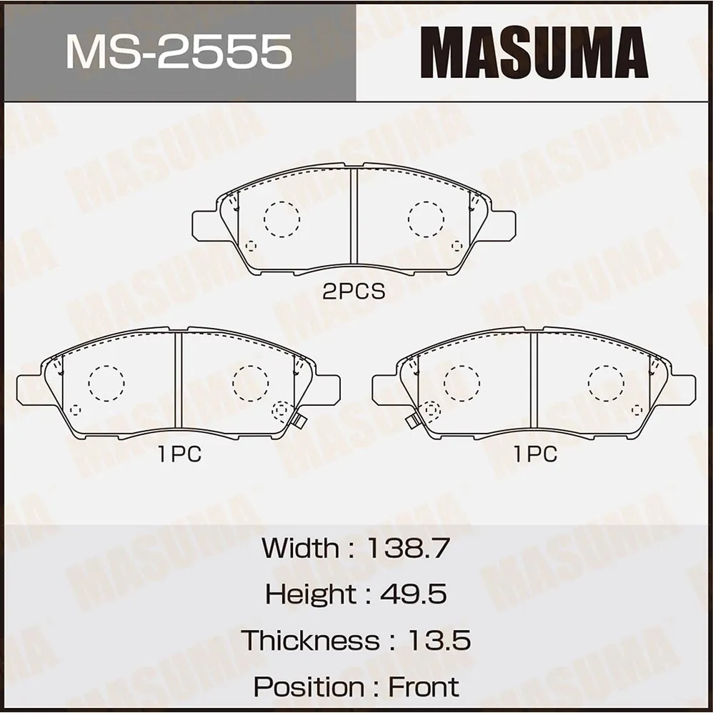 Колодки передние NISSAN CUBE MASUMA MS-2555