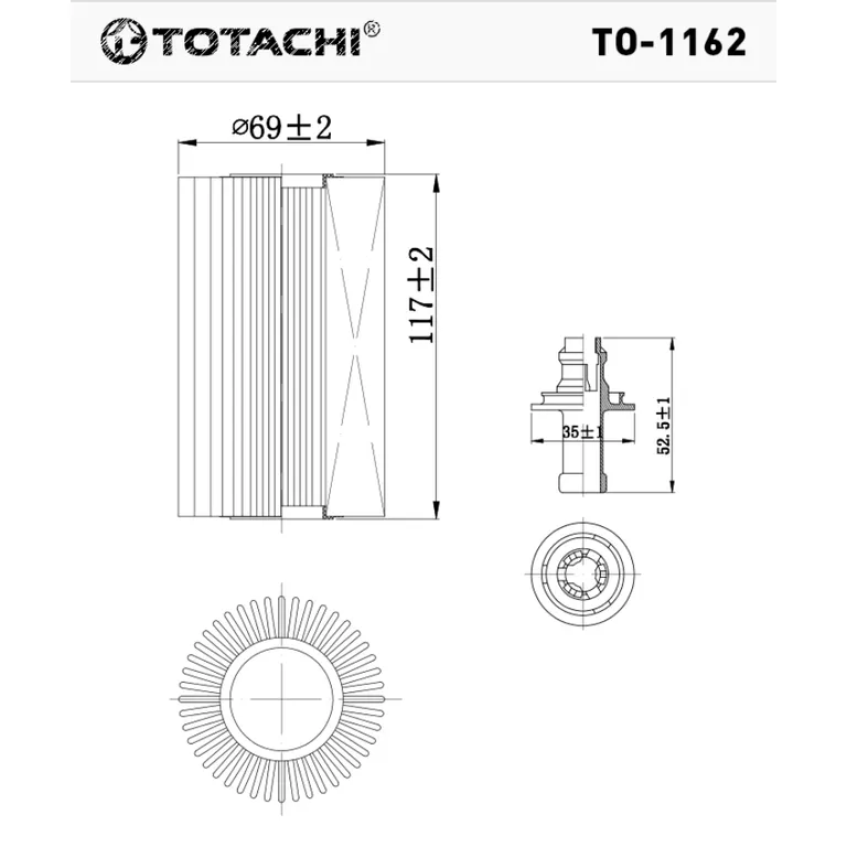 Фильтр масляный TOTACHI TO-1162 O-121 04152-YZZA4 TOTACHI TO1162