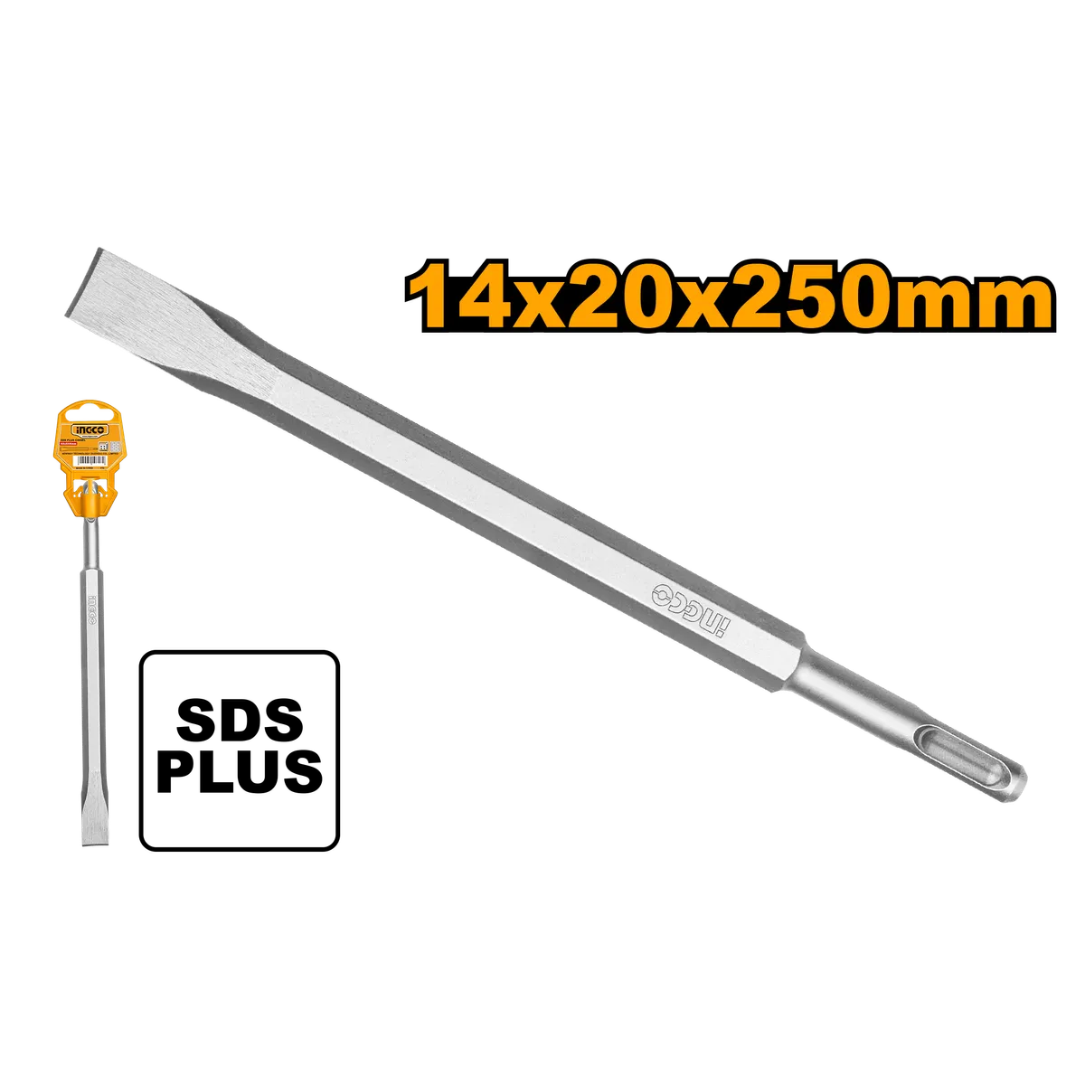 Зубило плоское SDS Plus 14x250x20 мм (50) INGCO DBC0122501