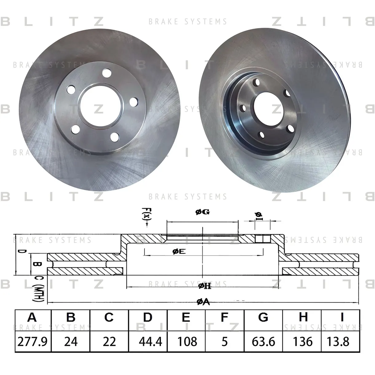 Диск тормозной передний вентилируемый FORD TRANSIT CONNECT 02->, SEAT ALHAMBRA 96->, VW BLITZ BS0675