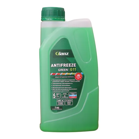 Антифриз GLANZ Antifreeze Green G11 готовый -40C зеленый 1 кг GL-001