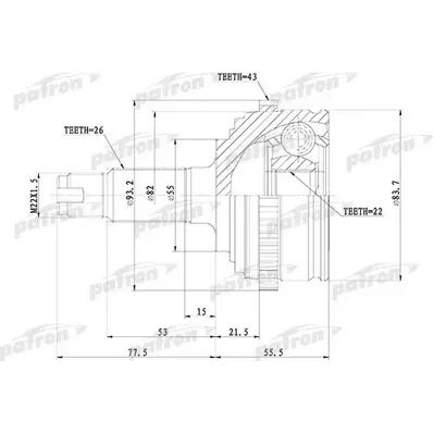ШРУС наружный с кольцом ABS 26x55x22 ABS43T ROVER: 400 PATRON PCV1288