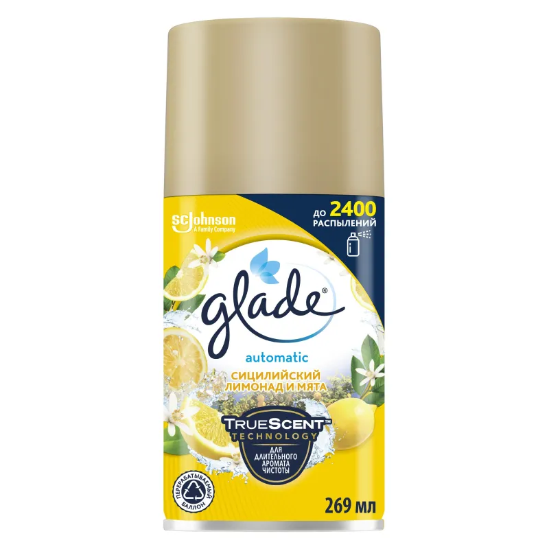 Баллон сменный для автоосвежителя Glade Сицилийский лимонад и мята 269 мл 1297291