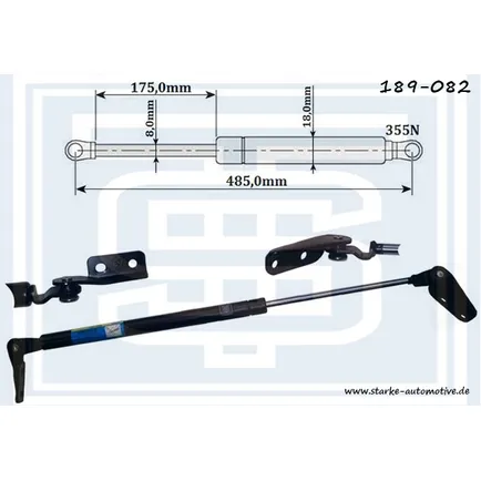 Амортизатор багажника NISSAN ALMERA I (N15) Hatchback --03.2000 R L485mm / 355N STARKE 189-082