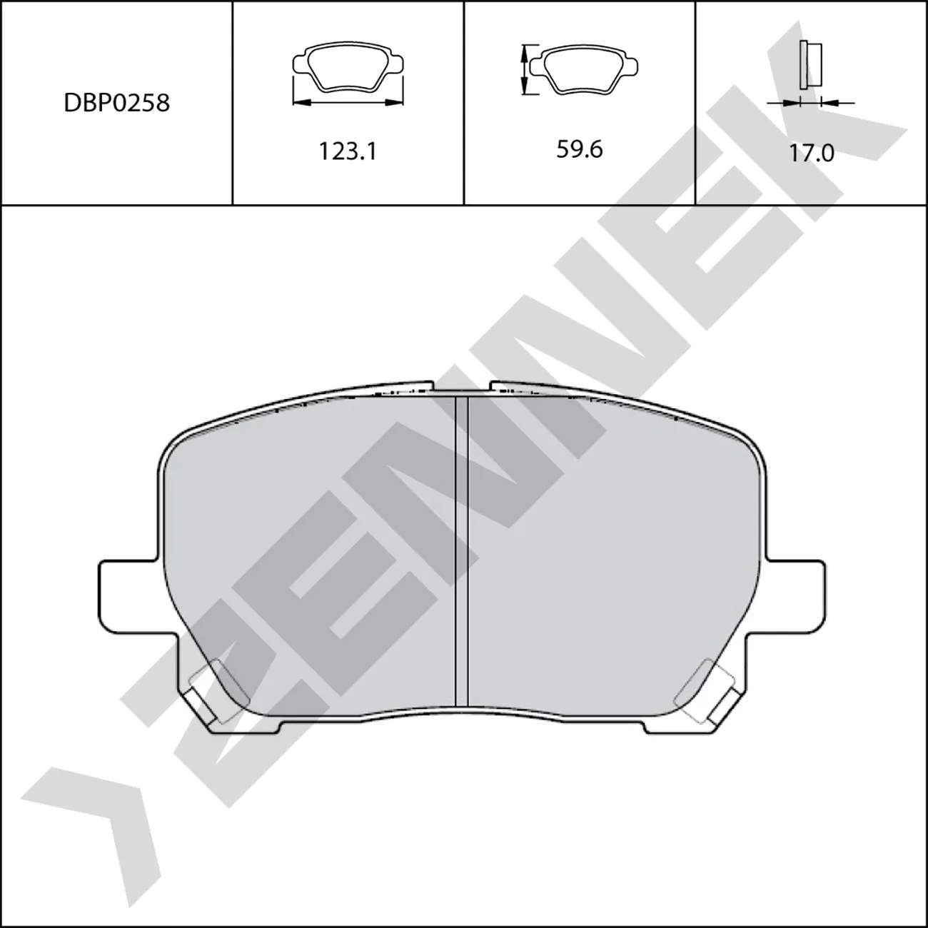 Колодки тормозные передние TOYOTA AVENSIS VERSO 01-09, MATRIX 02-08, PONTIAC VIBE 02-06 ZENNEK DBP0258