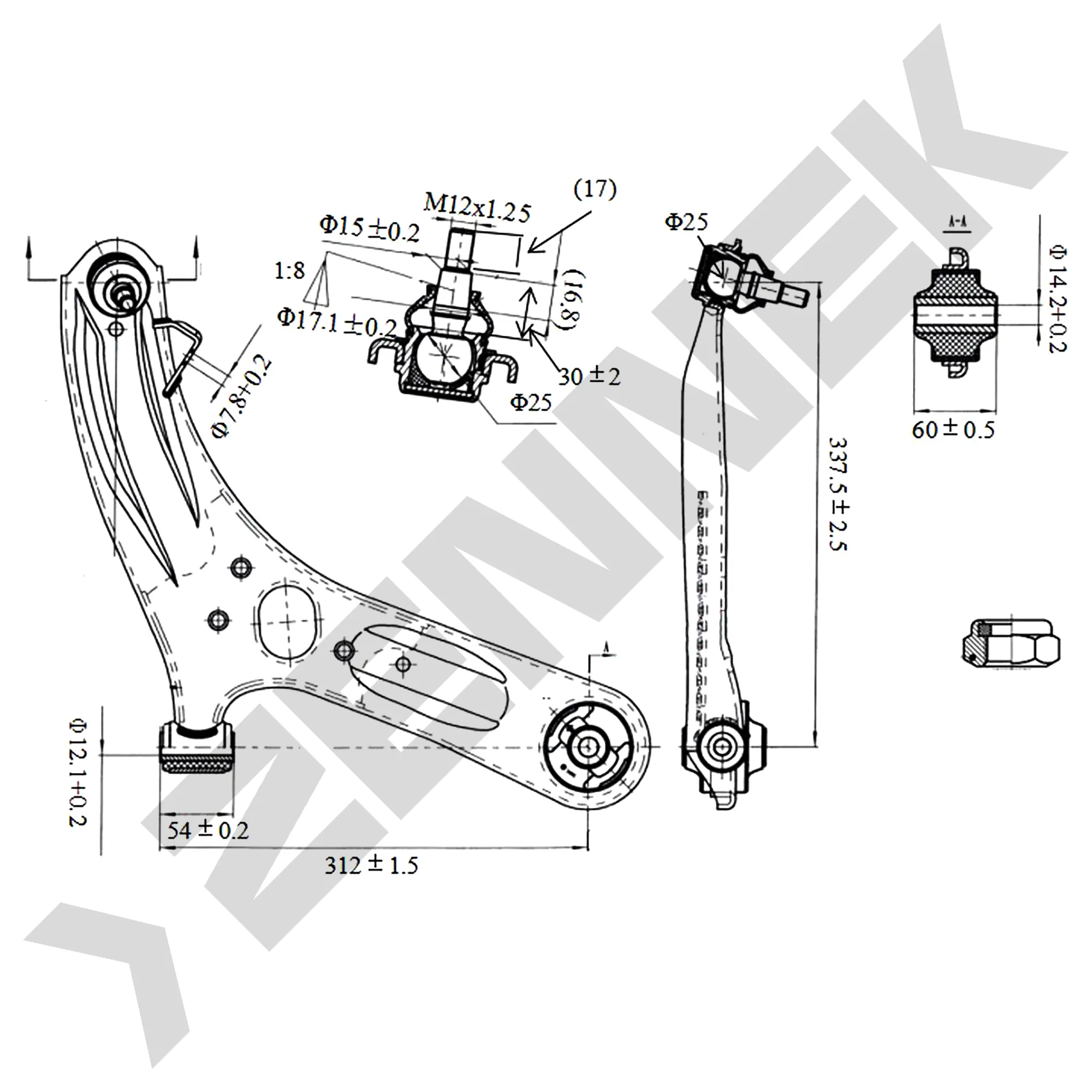 РЫЧАГ ПЕРЕДНИЙ ПРАВЫЙ HYUNDAI ACCENT, SOLARIS 10 ZENNEK DCA0161