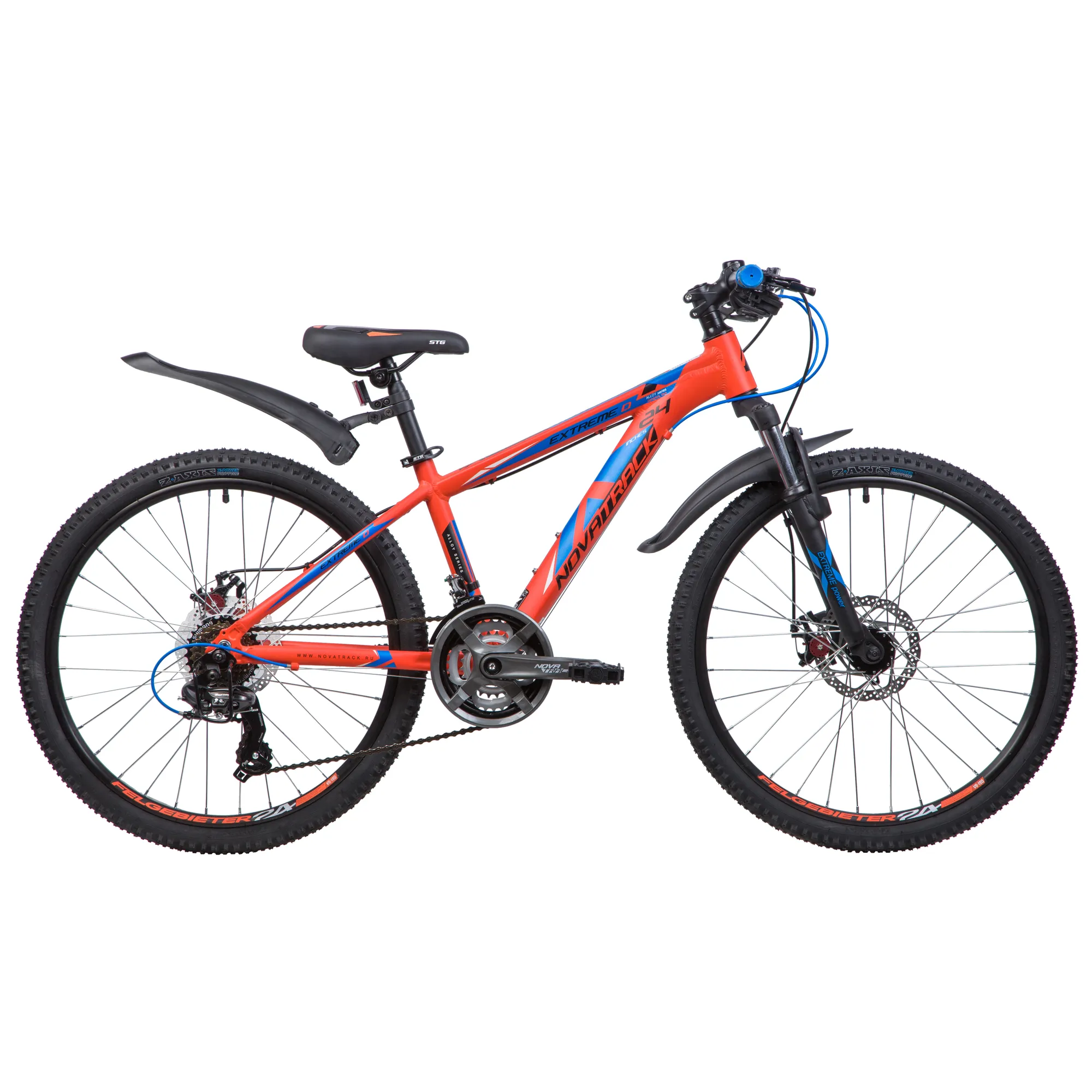 Велосипед 24 хардтейл Novatrack Extreme 21.D alloy (2019) количество скоростей 21 рама алюминий 13 оранжевый