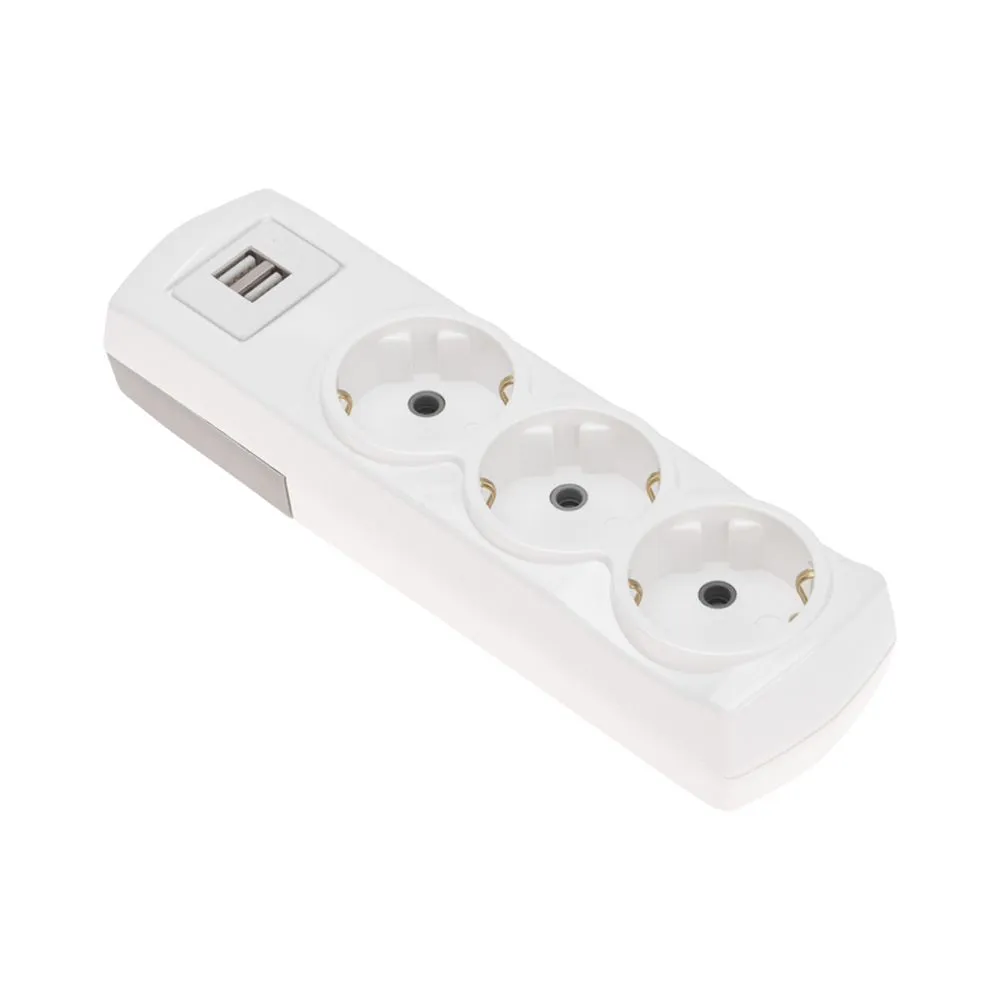 Колодка PREMIUM 3 гнезда, с/з, 2 USB, белый REXANT REXANT 13-4402