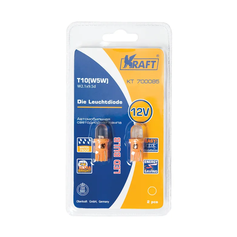 Лампа 12V W5W 5W W2,1x9,5d KRAFT 2 шт. картон KT700085