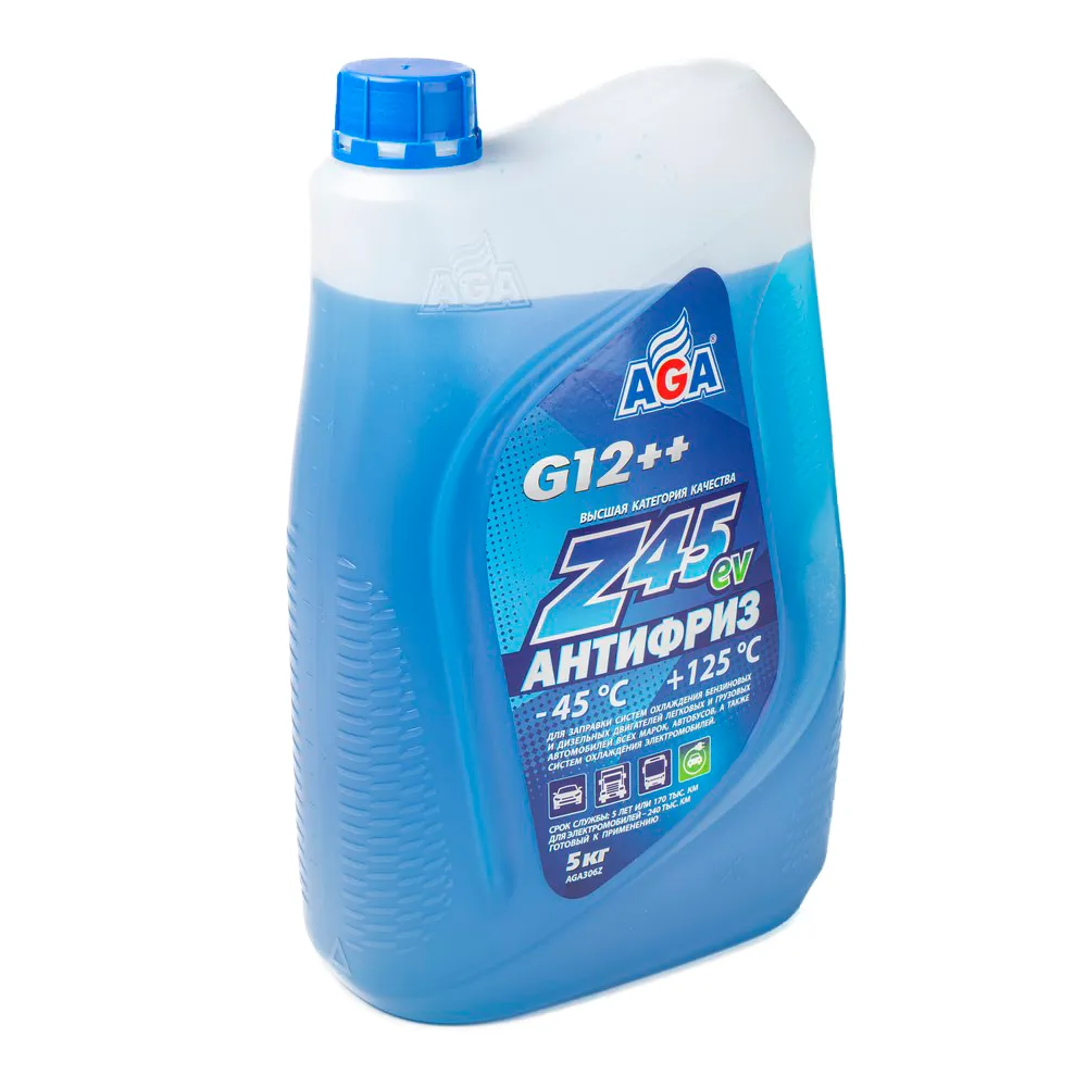 Антифриз AGA Z45 G12++ готовый -45C синий 5 кг AGA306Z (Допуск для электромобилей)