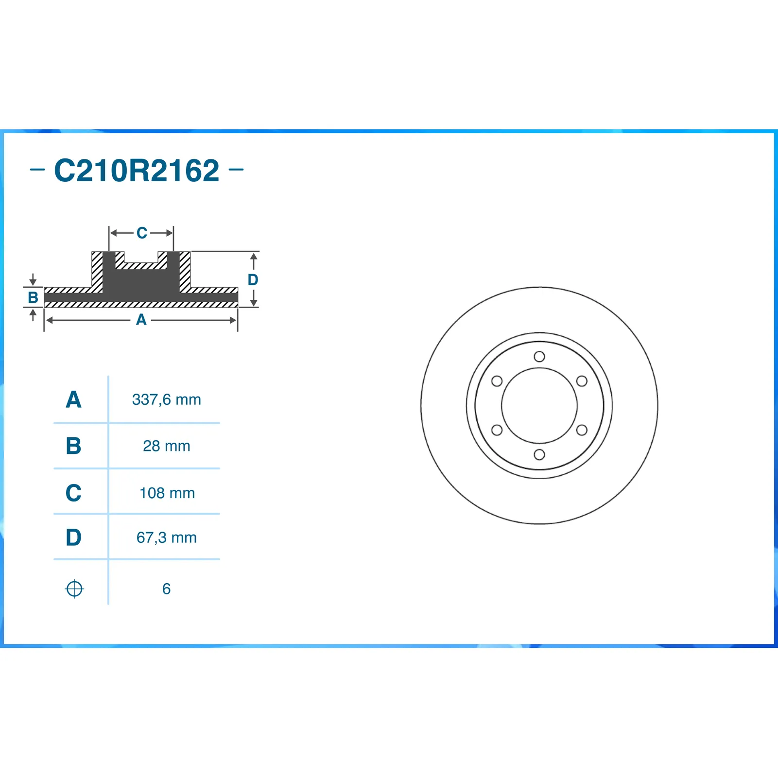 Диск тормозной передний CWORKS C210R2162