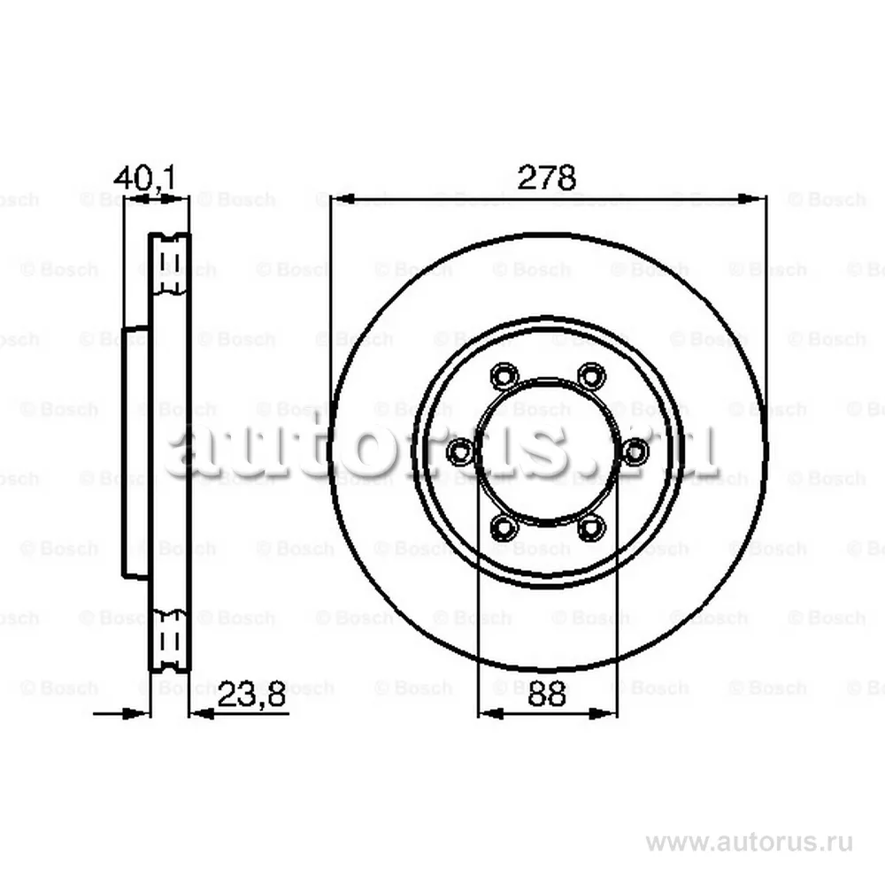 Диск тормозной передний BOSCH 0 986 478 967