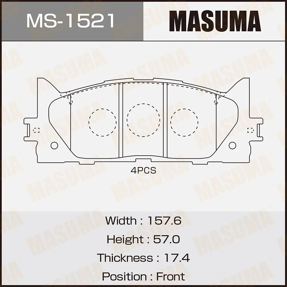 Колодки передние DAIHATSU ALTIS MASUMA MS-1521