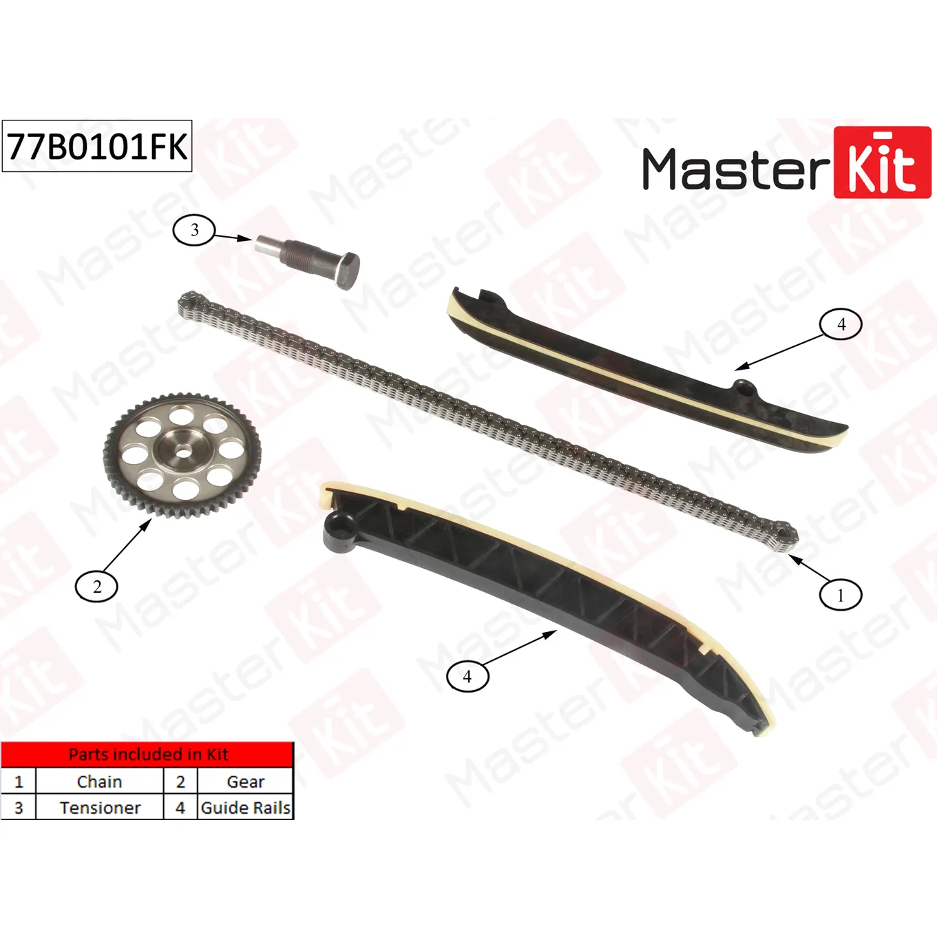 Комплект цепи ГРМ Volkswagen Beetle/Caddy/Golf/Golf Plus/Polo/Touran MASTERKIT 77B0101FK
