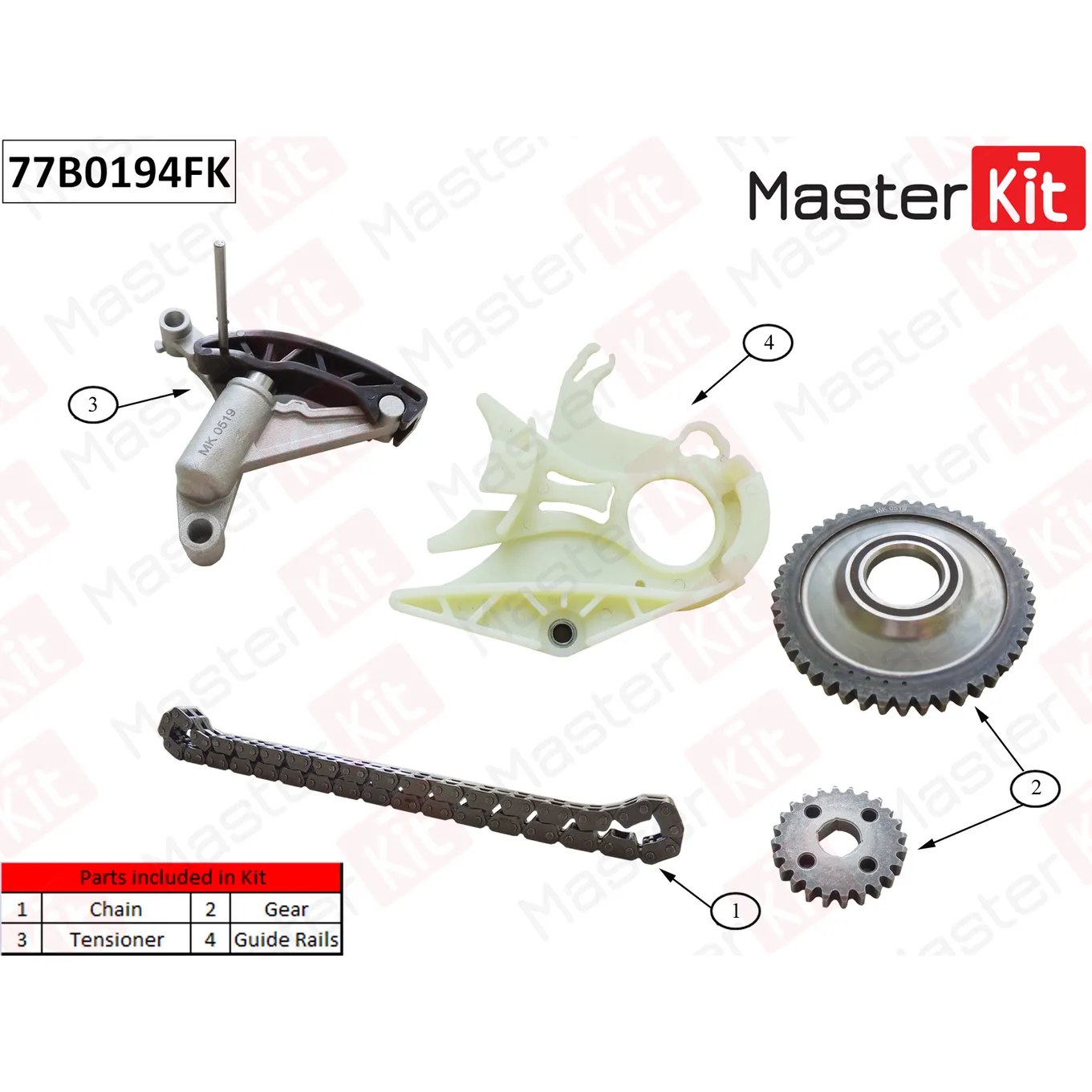 Комплект цепи привода масляного насоса BMW F20,F30 N20 MASTERKIT 77B0194FK