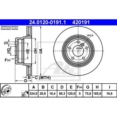 Диск тормозной задний BMW X5 E53 4.4,4.6,4.8 02- ATE 24.0120-0191.1