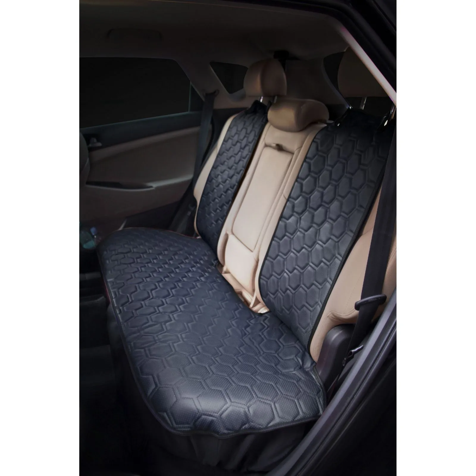 Накидка Алькантара, задняя (3 предмета), экокожа с перфорацией, черная AIRLINE ACS-SB-01