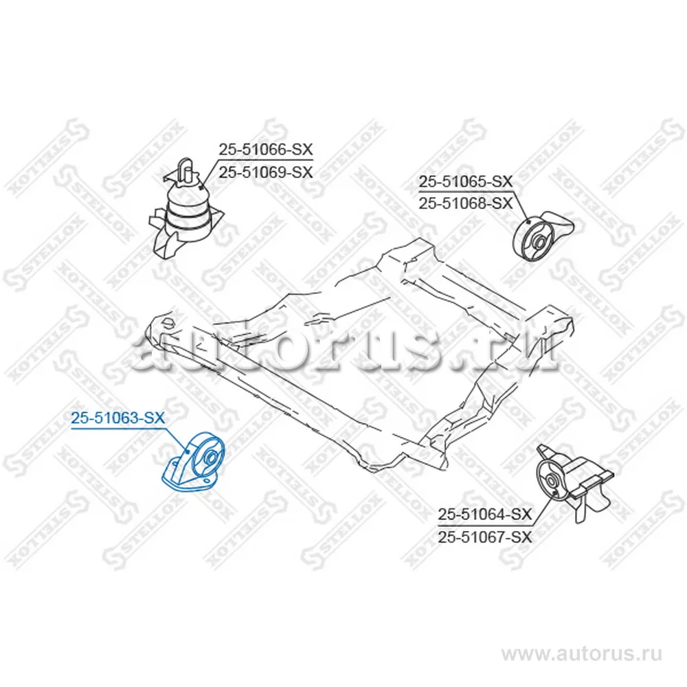 Подушка ДВС передняя Hyundai Santa Fe 00> STELLOX 25-51063-SX