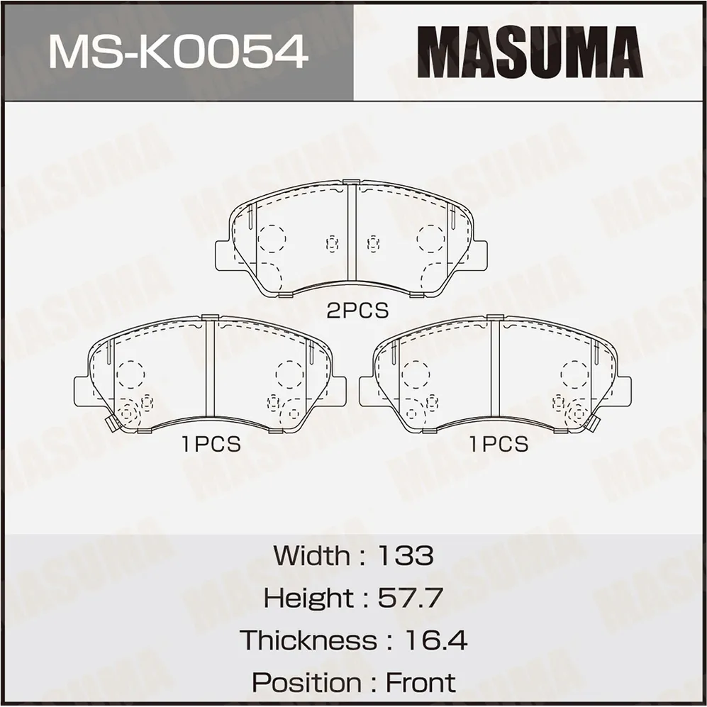 Колодки тормозные KIA RIO 17- дисковые перед. MASUMA MSK0054