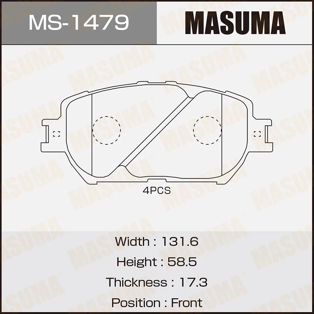 Колодки передние TOYOTA CAMRY MASUMA MS-1479