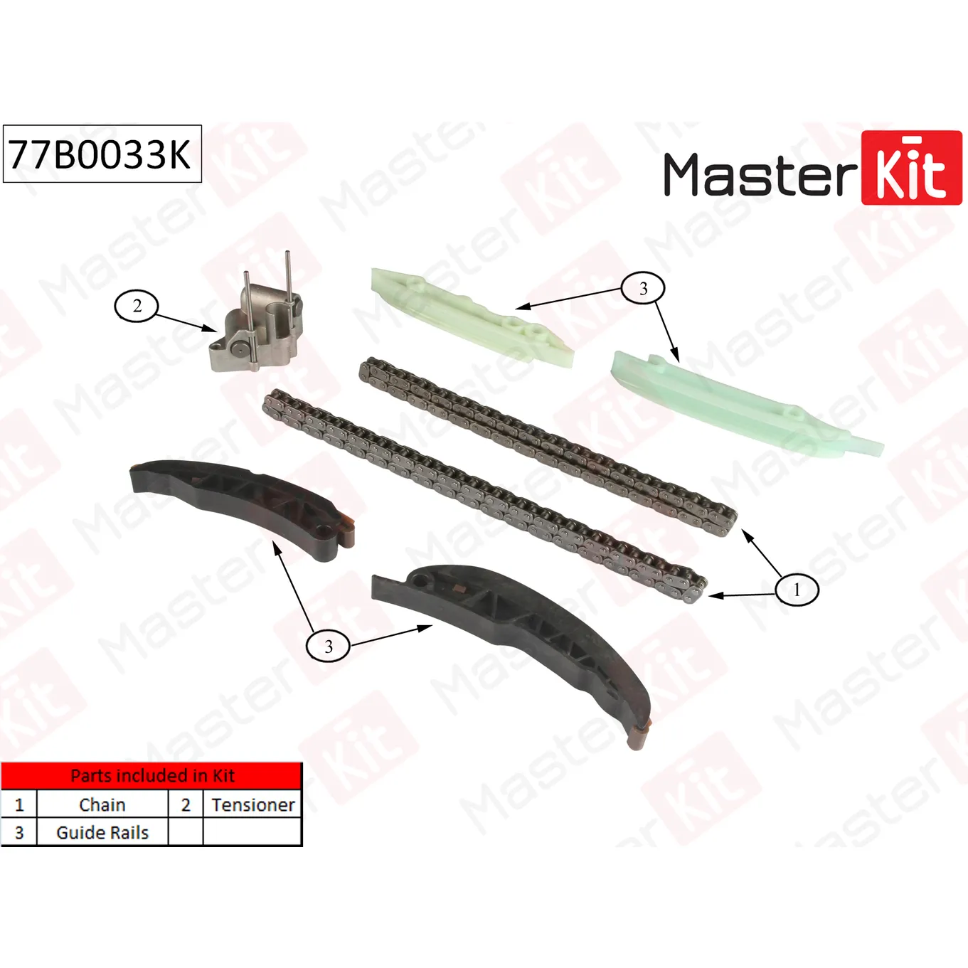 Комплект цепи ГРМ без звездочек MASTERKIT 77B0033K
