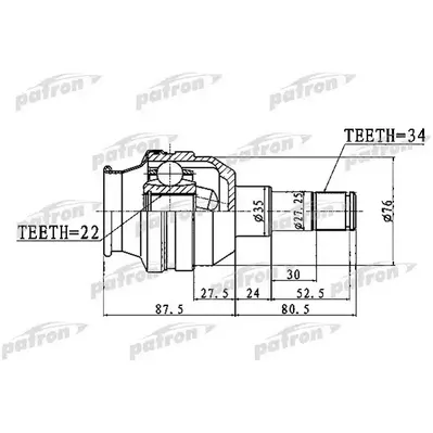 ШРУС внутренний задний 34X35X22 CHEVROLET CAPTIVA (C100 PATRON PCV1749