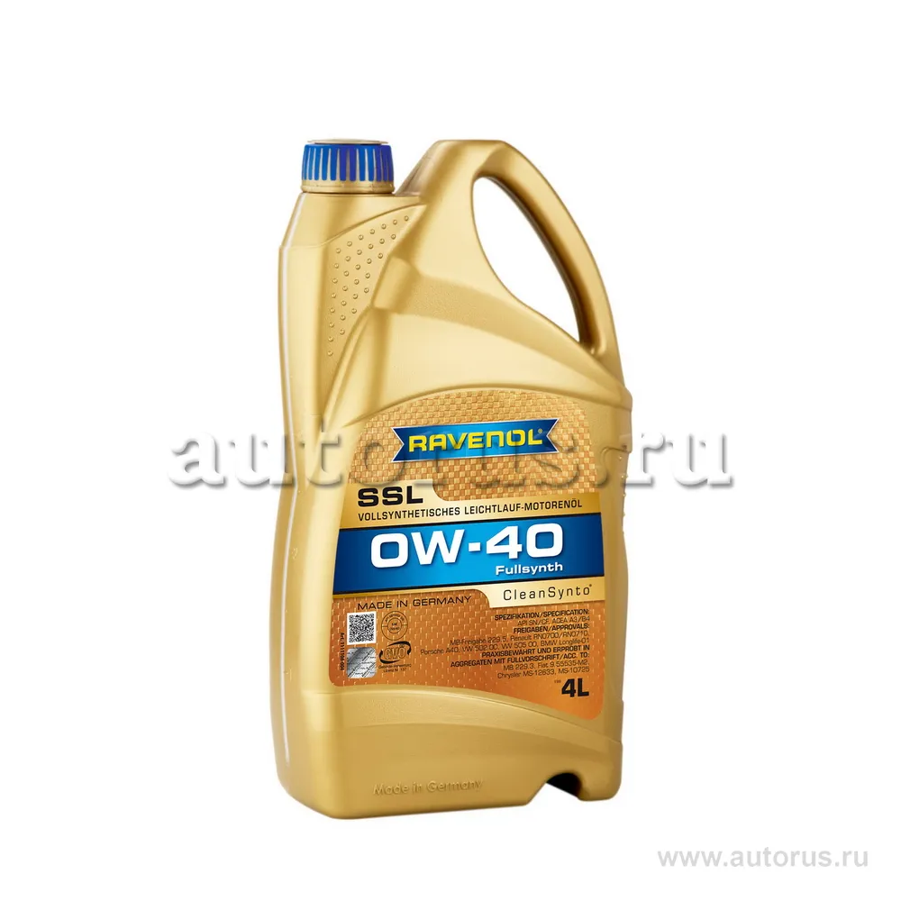 Моторное масло RAVENOL Super Synthetik Oel SSL SAE 0W-40 (4л) new 1111108-004 (4014835718791)