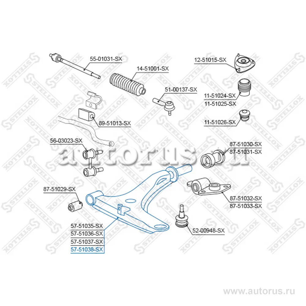Рычаг п. Hyundai Sonata 95-98 (5751037_SX) STELLOX 5751038_SX